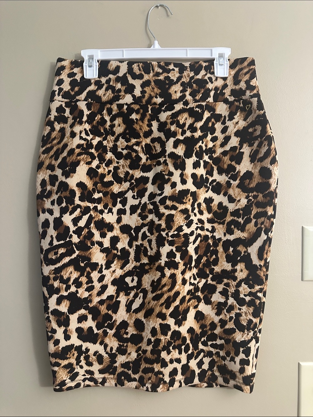 Thalia Sodi Leopard Print Pencil Skirt - Black/Brown